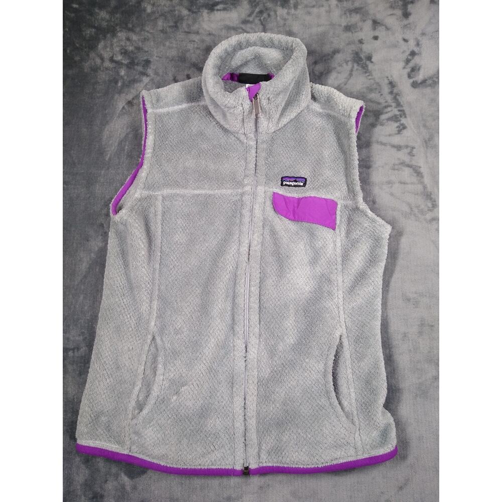 Patagonia Vest Women's Medium Polartec Retool Zip Fleece Purple Grey